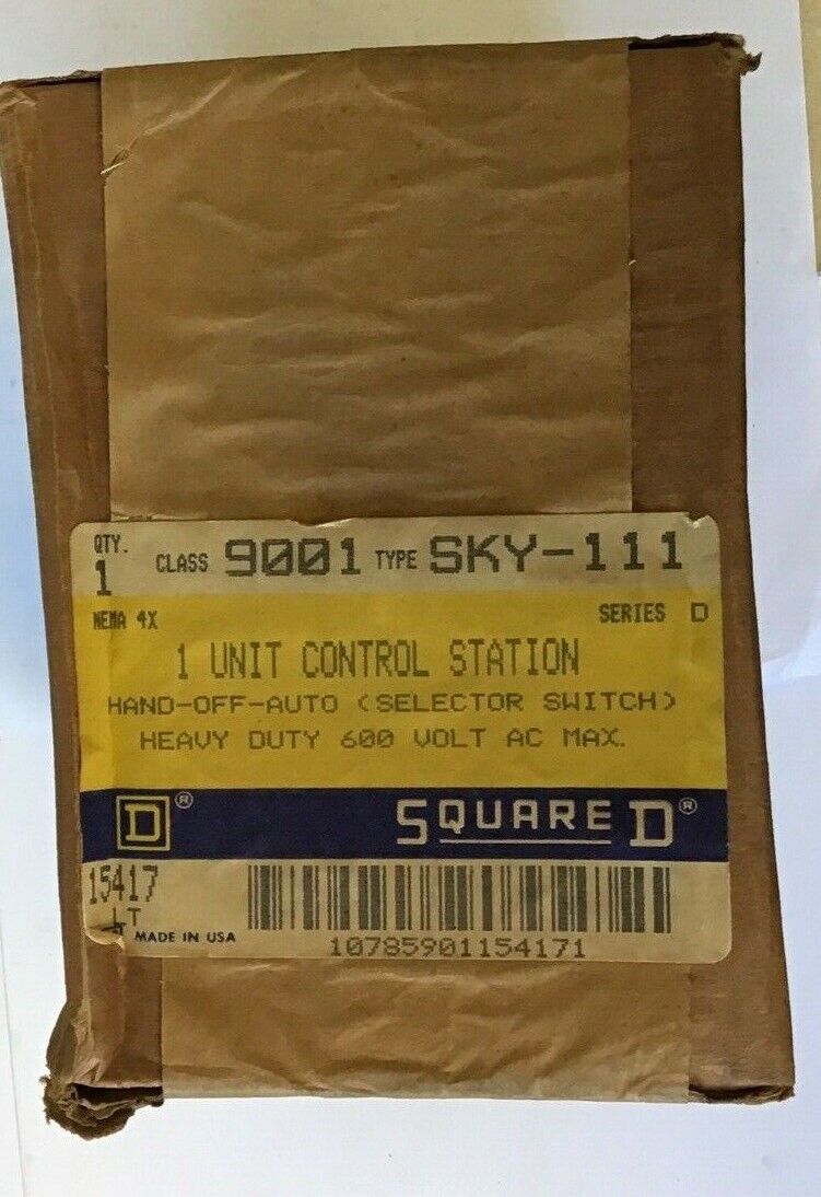 SQUARE D 9001 SKY-111 CONTROL STATION SER.D SELECTOR SWITCH 600VAC