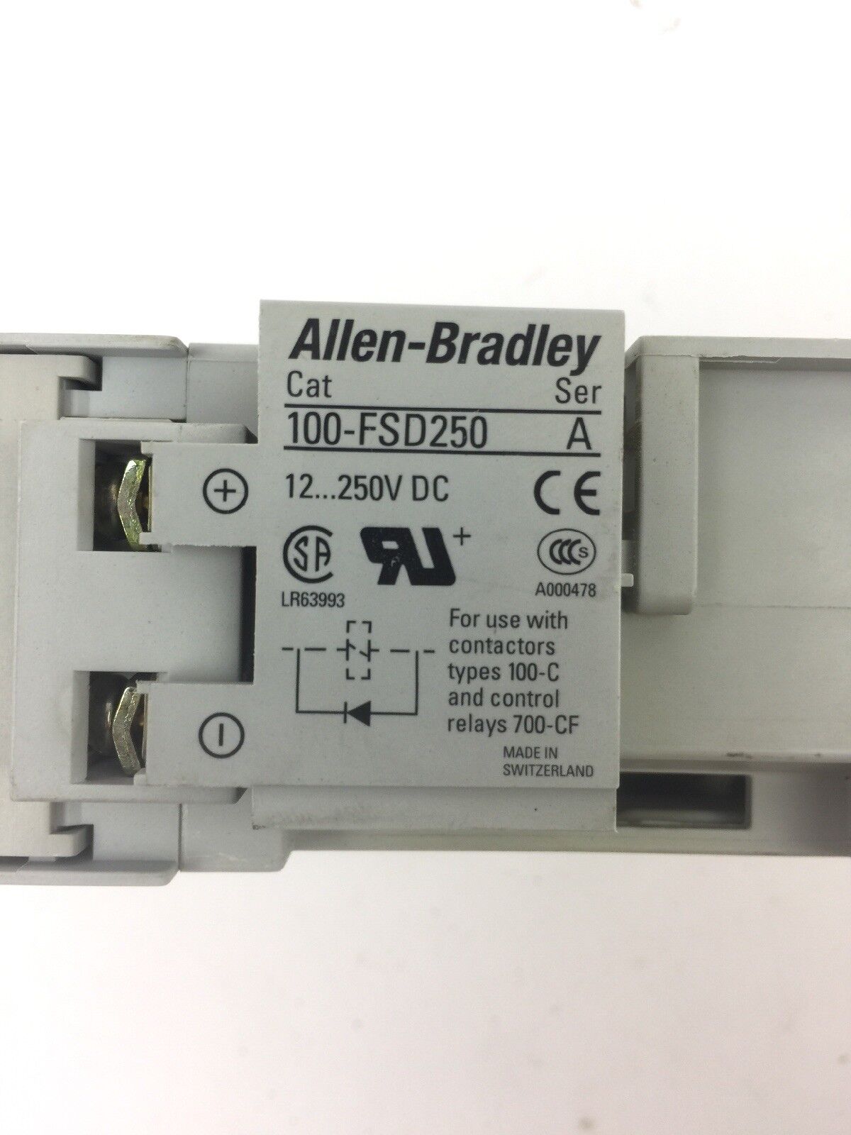 ALLEN BRADLEY 700-CF310D* CONTROL RELAY 600VAC 25 A WITH 100-FSD250 SURGE SUPRES