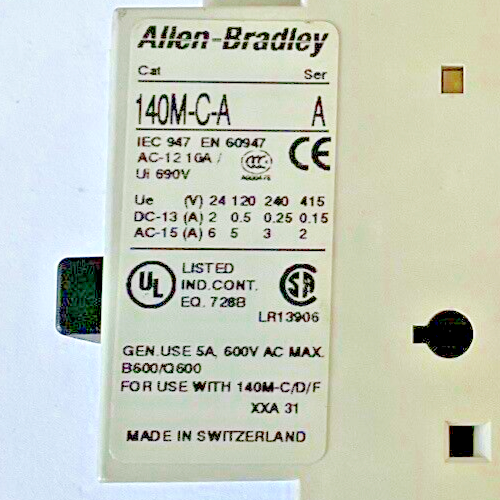 ALLEN BRADLEY 140M-C2E-B25 SER.B MOTOR PROTECTOR W/140-C-A AUX CONTACT SER.A