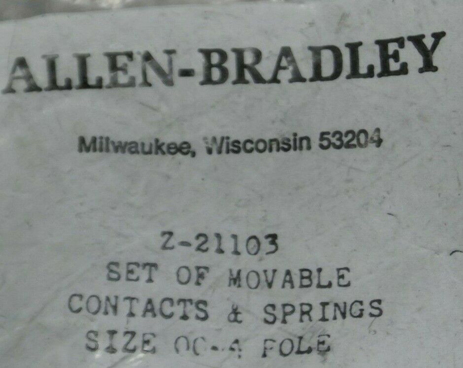 ALLEN-BRADLEY Z-21103 MOVABLE CONTACT KIT / SIZE 00 / / 4 POLE / NEW SURPLUS