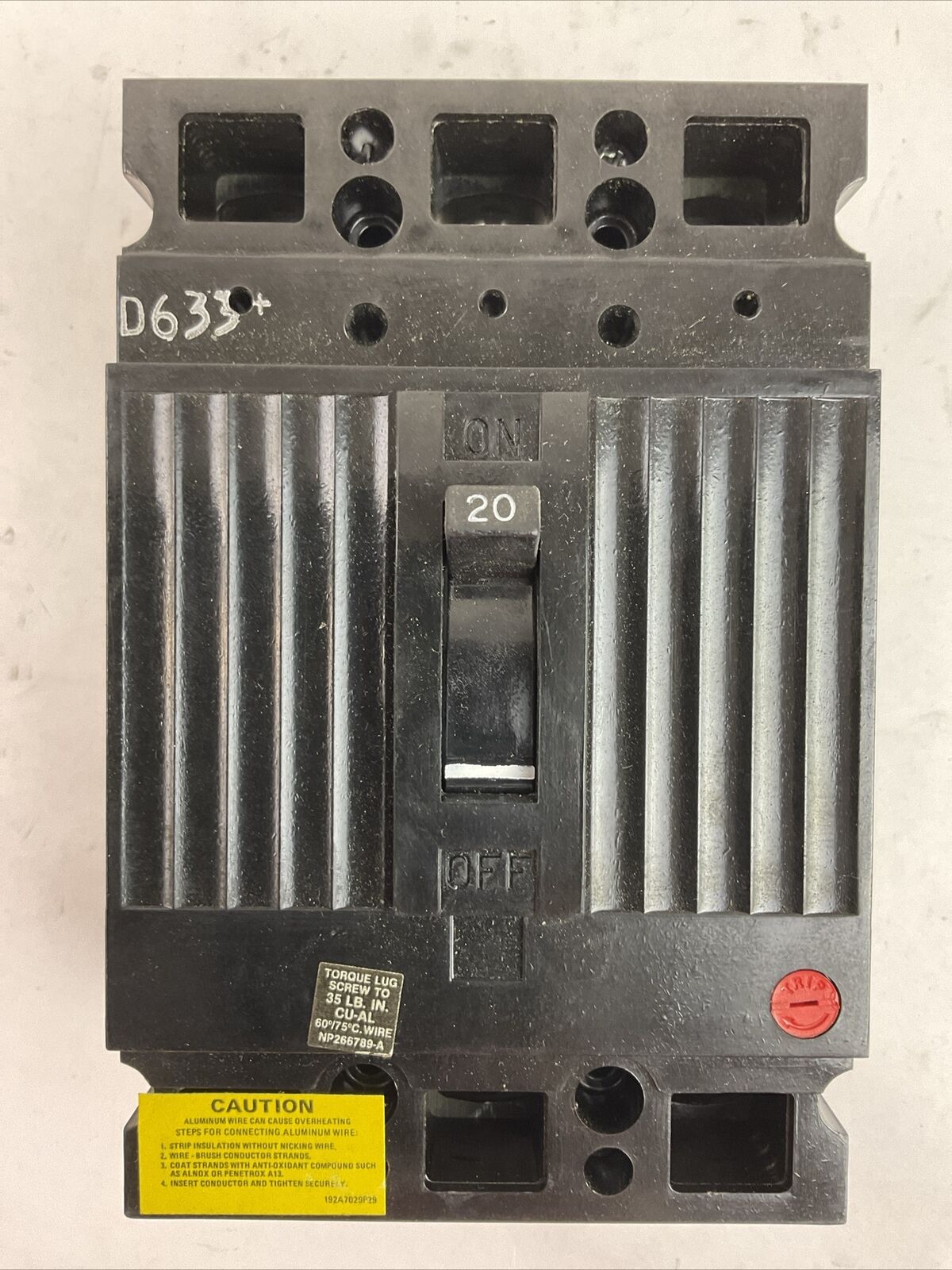 GE TED134C5020 CIRCUIT BREAKER 480VAC 20AMP 3POLE