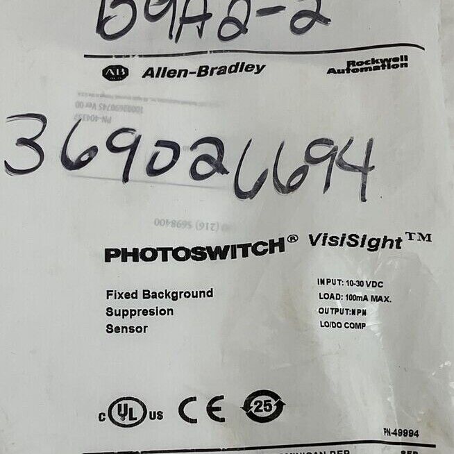 ALLEN BRADLEY 42JS-B2MNB2-A2 SUPPRESION SENSOR SER.A 10-30VDC
