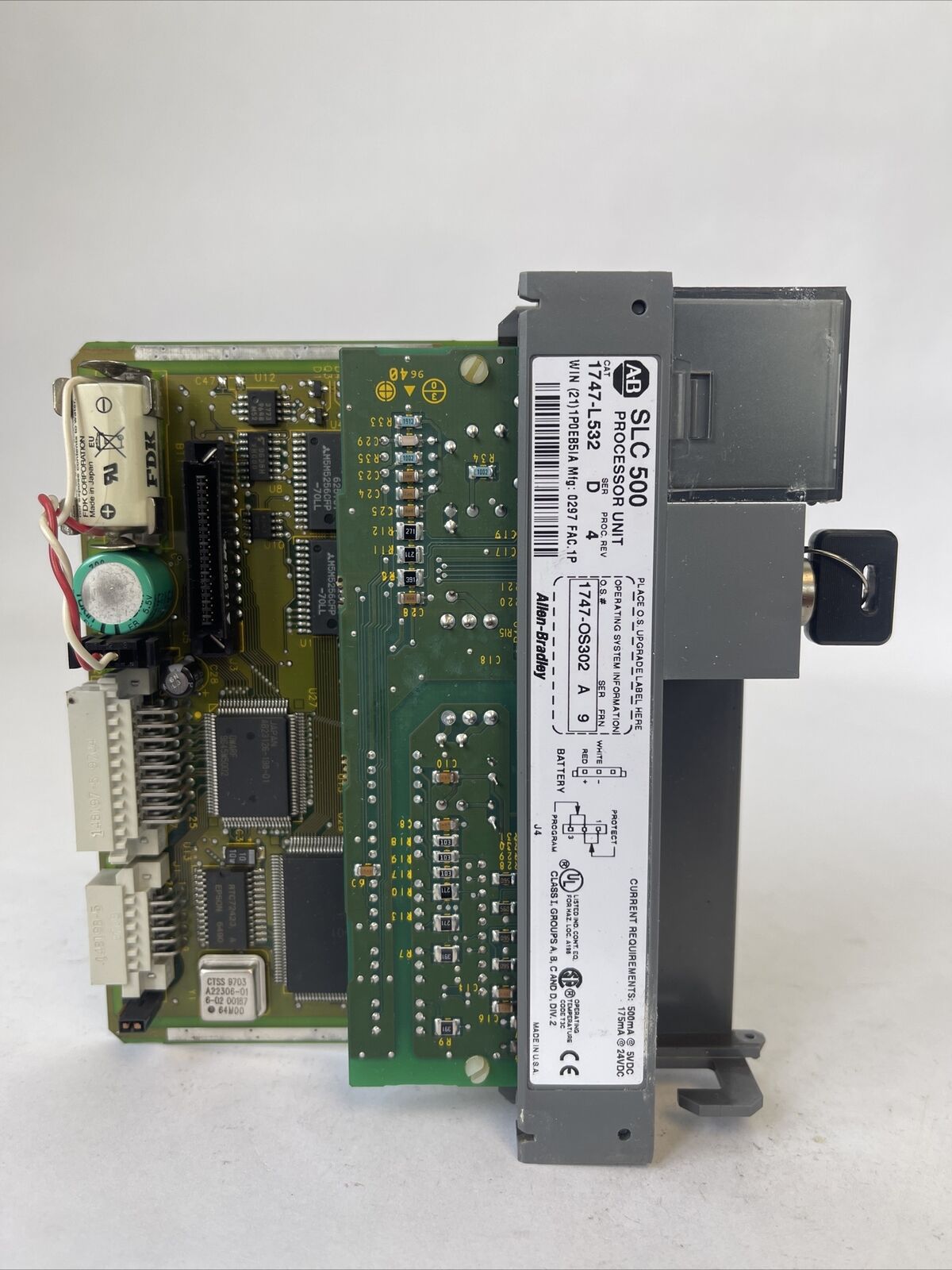 ALLEN BRADLEY 1747-L532 SER D PROC REV 4 PROCESSOR UNIT 1747-OS302 SER A FRN 9