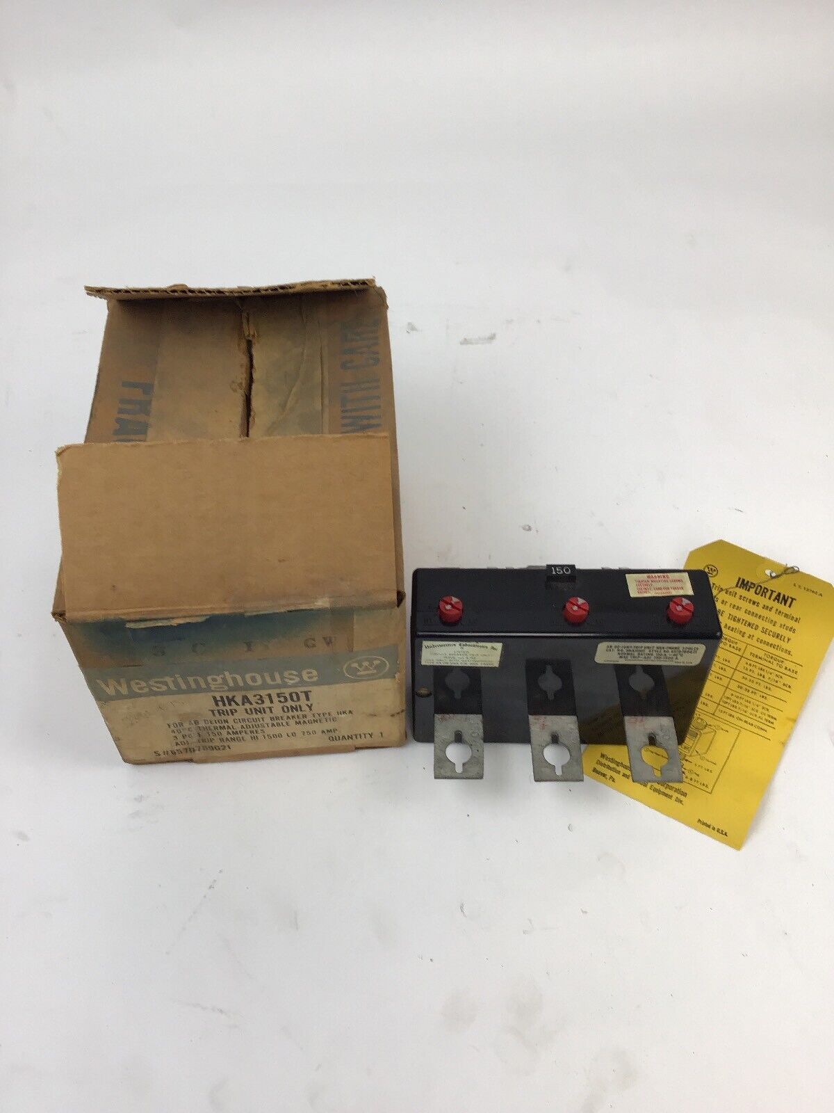 WESTINGHOUSE HKA3150T BREAKER TRIP UNIT 150A AMP 3P POLE FOR HKA FRAME