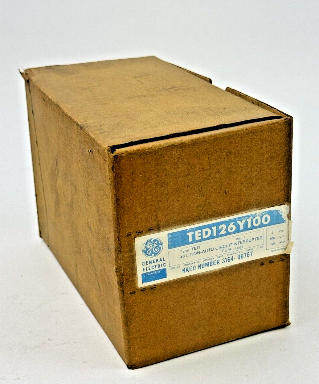 GE - TED126Y100 - MOLDED CIRCUIT BREAKER - 100 A, 600 VAC, 2 POLE - NEW