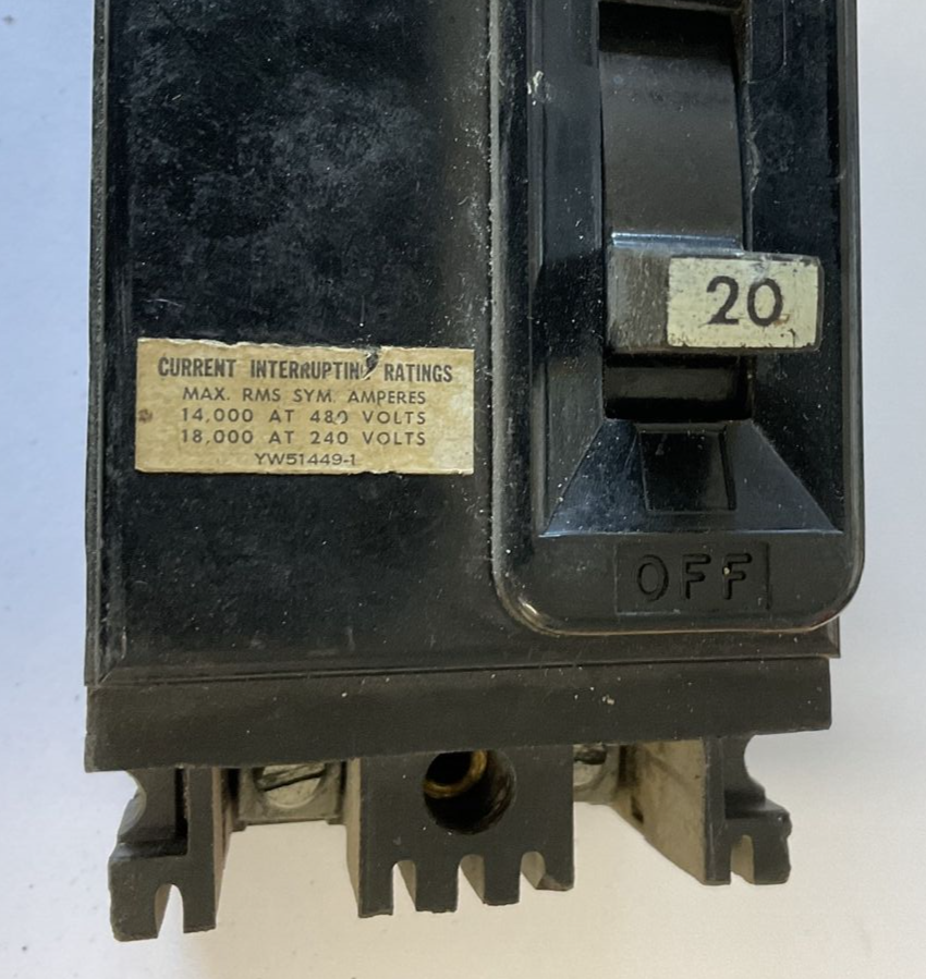FEDERAL PPACIFIC ELECTRIC NEF421020 CIRCUIT BREAKER 480VAC 125/250VDC 20A