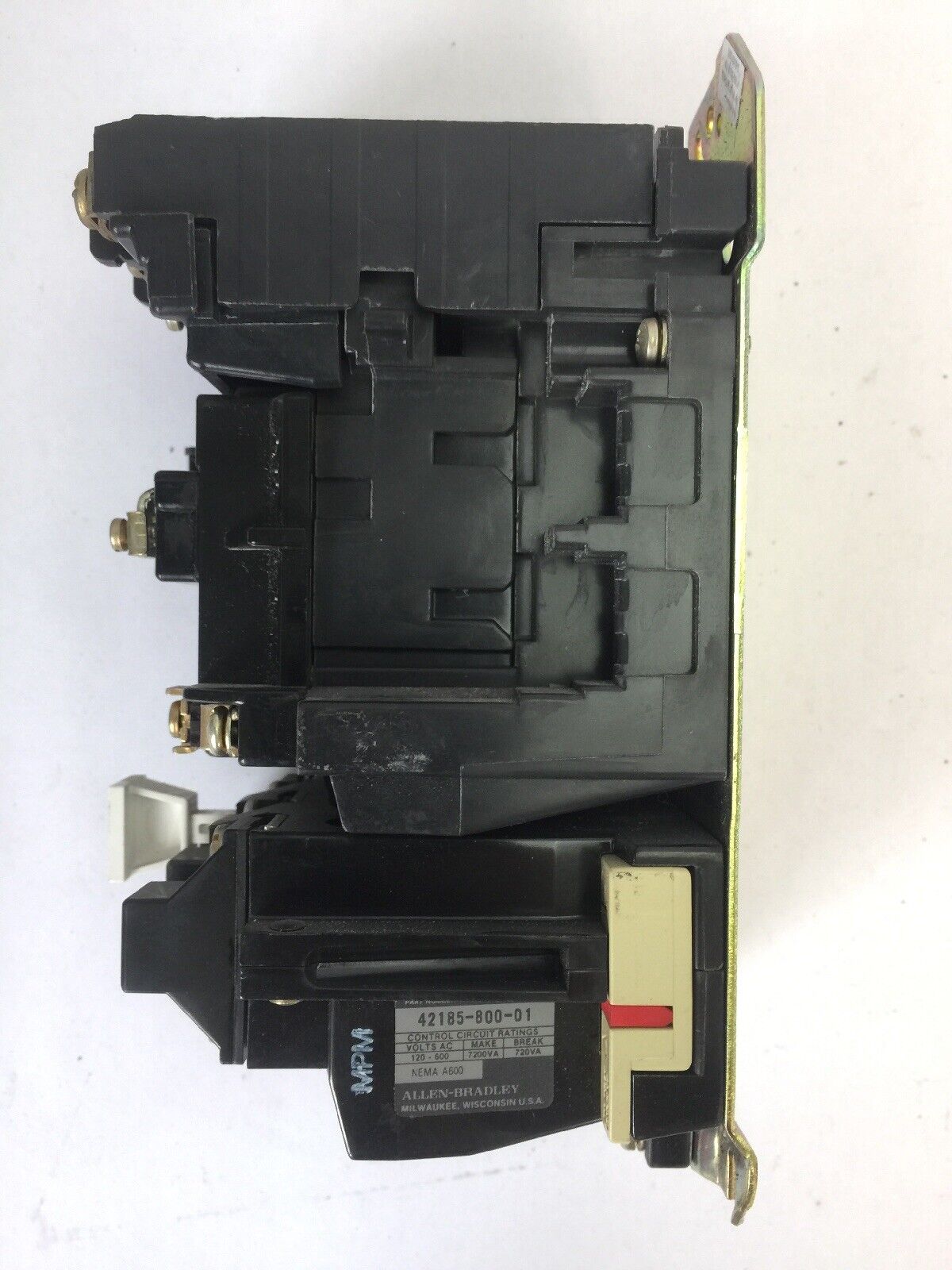 ALLEN BRADLEY 509-B0D SIZE 1 STARTER 600VAC 27AMP 10HP W53 HEATERS 120V COIL