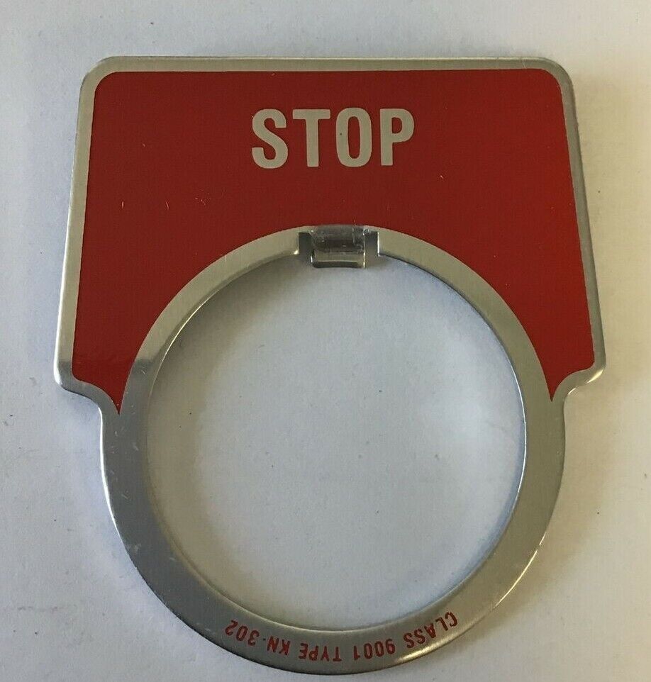 SQUARE D LEGEND PLATE "STOP" 9001 KN-302 ****LOTOF42****
