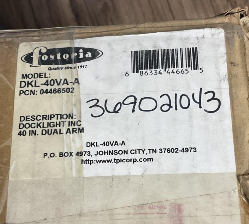 FOSTORIA DKL-40VA-A LOADING DOCK LIGHT DKL-INC 120VAC WORK/DOCK LIGHT 40"
