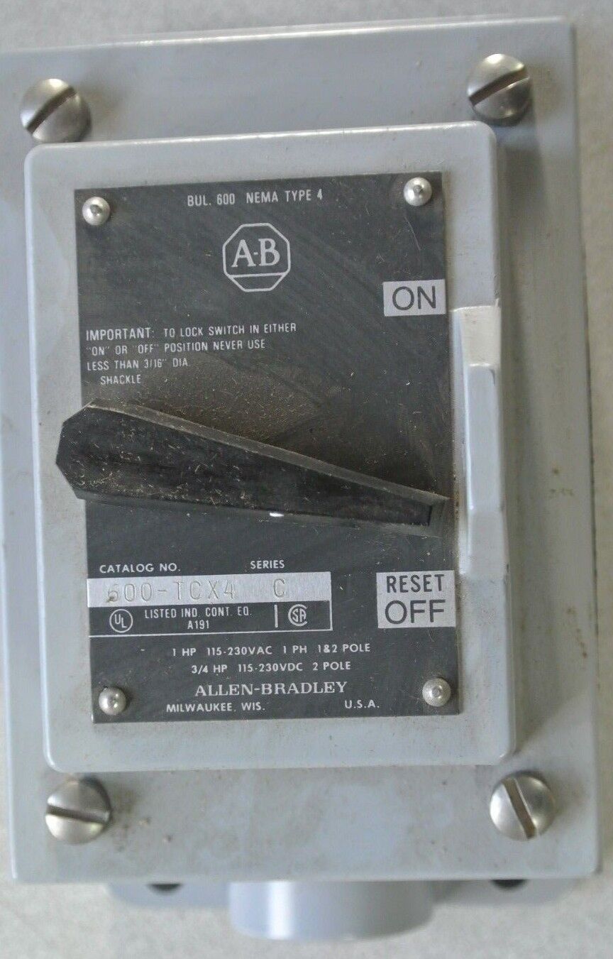 ALLEN-BRADLEY 600-TCX4 MANUAL STARTING SWITCH - TOGGLE - 1 POLE - NEW SURPLUS