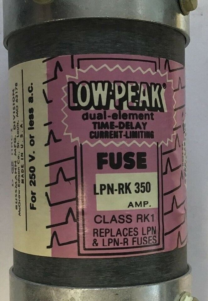 BUSSMANN LPN-RK 350 LOW PEAK 350A CLASS RK1 CURRENT LIMITING TIME DELAY
