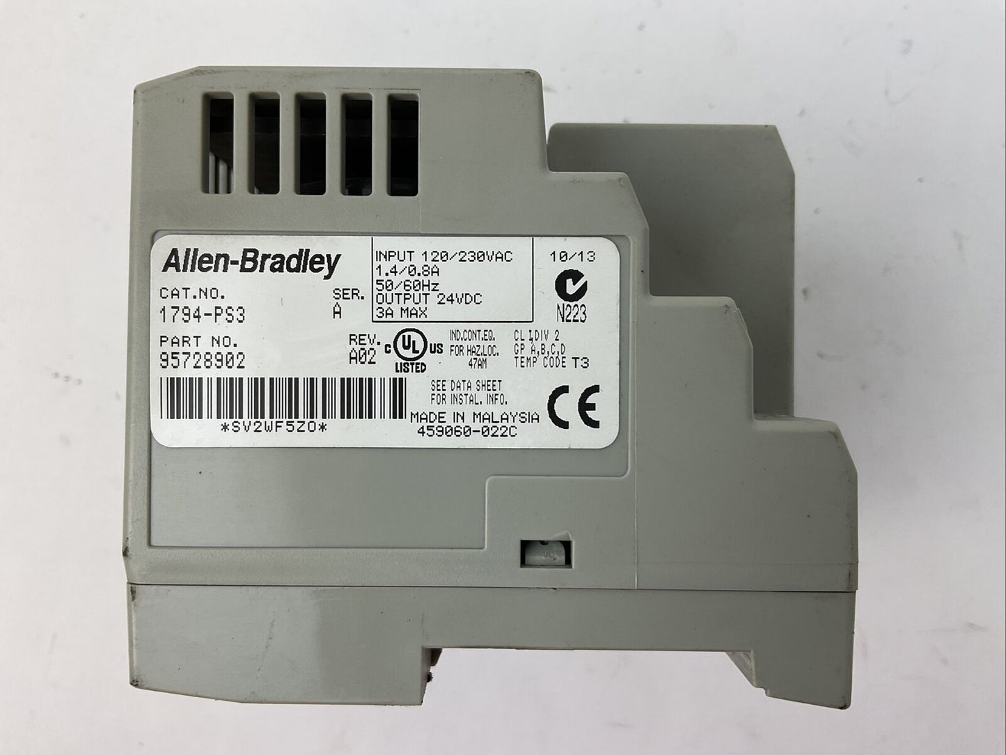 ALLEN BRADLEY 1794-PS3 SER A REV A02 FLEX I/O 24VDC POWER SUPPLY