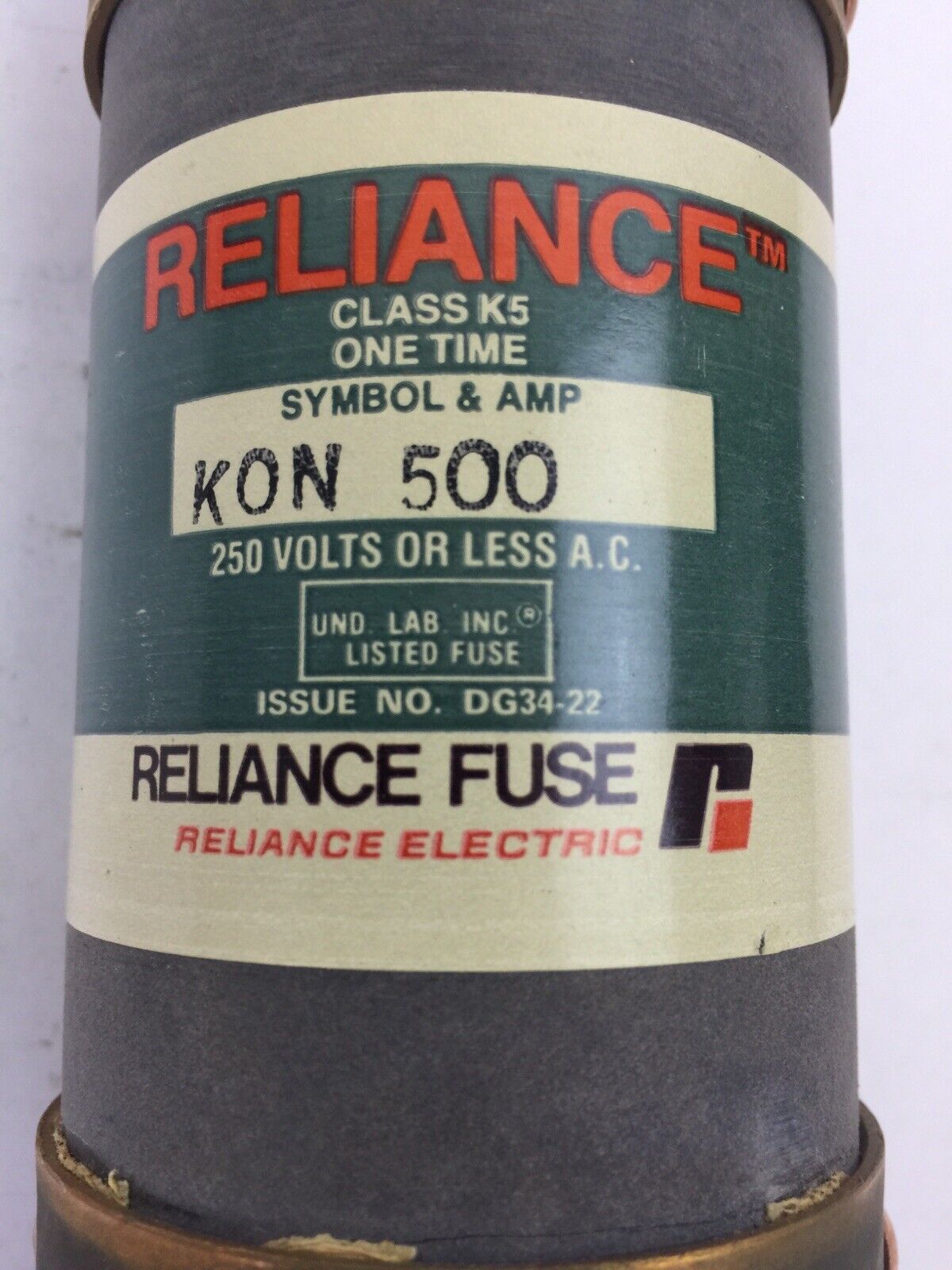 RELIANCE ELECTRIC KON 500 CLASS K5 ONE TIME FUSE 500AMP 250VAC