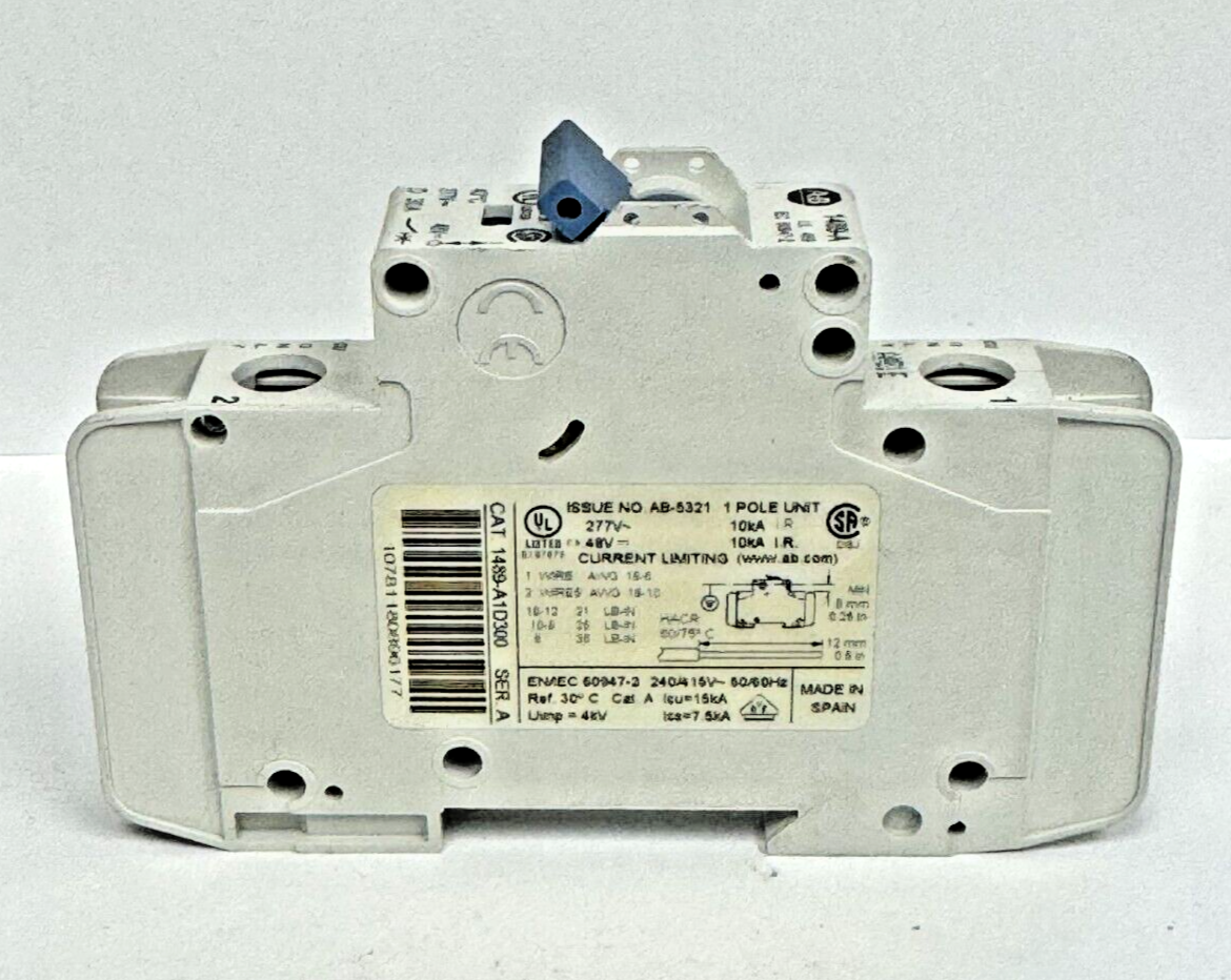 ALLEN-BRADLEY - 1489-A1D300 SER. A - CIRCUIT BREAKER - 1 P, 3 A, 277 V