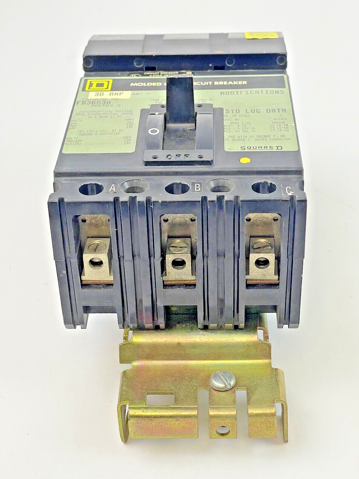 SQUARE D - FA36030 -I LINE BOLT-ON CIRCUIT BREAKER - 30 AMP, 3 POLE, 600 VAC