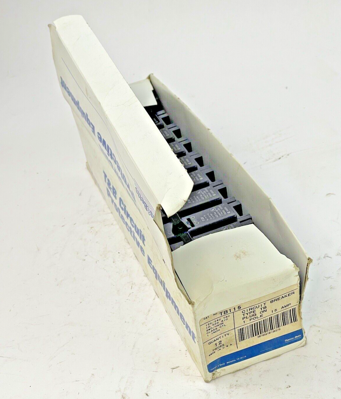 T&B THOMAS&BETTS *BOX OF 12* - TB115 - CIRCUIT BREAKERS - 15A/1POLE/240VAC - NEW