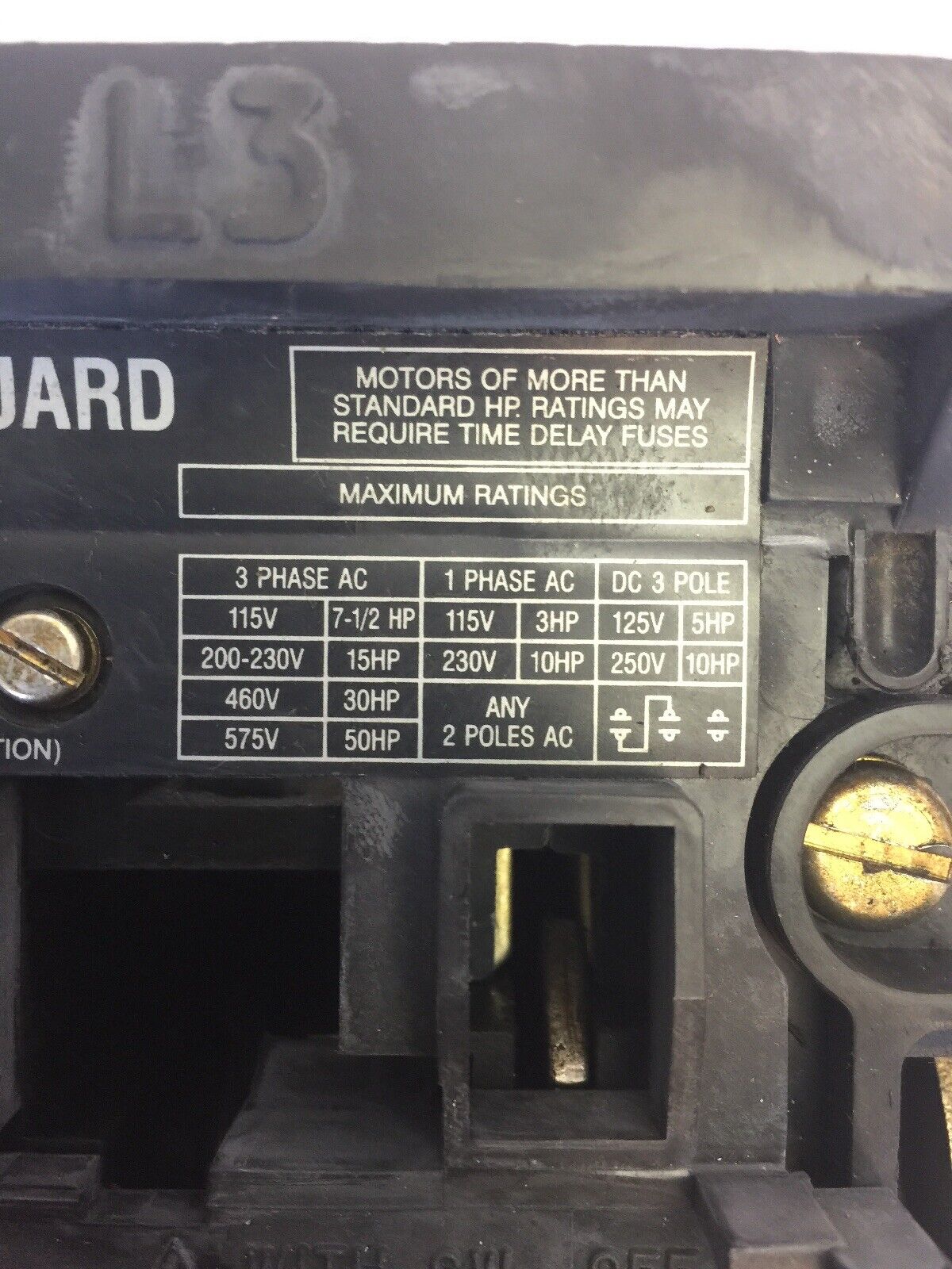ALLEN BRADLEY 1494V-DS60 DISCONNECT SWITCH 60AMP 600VAC 50HP 250VDC 10HP SER A