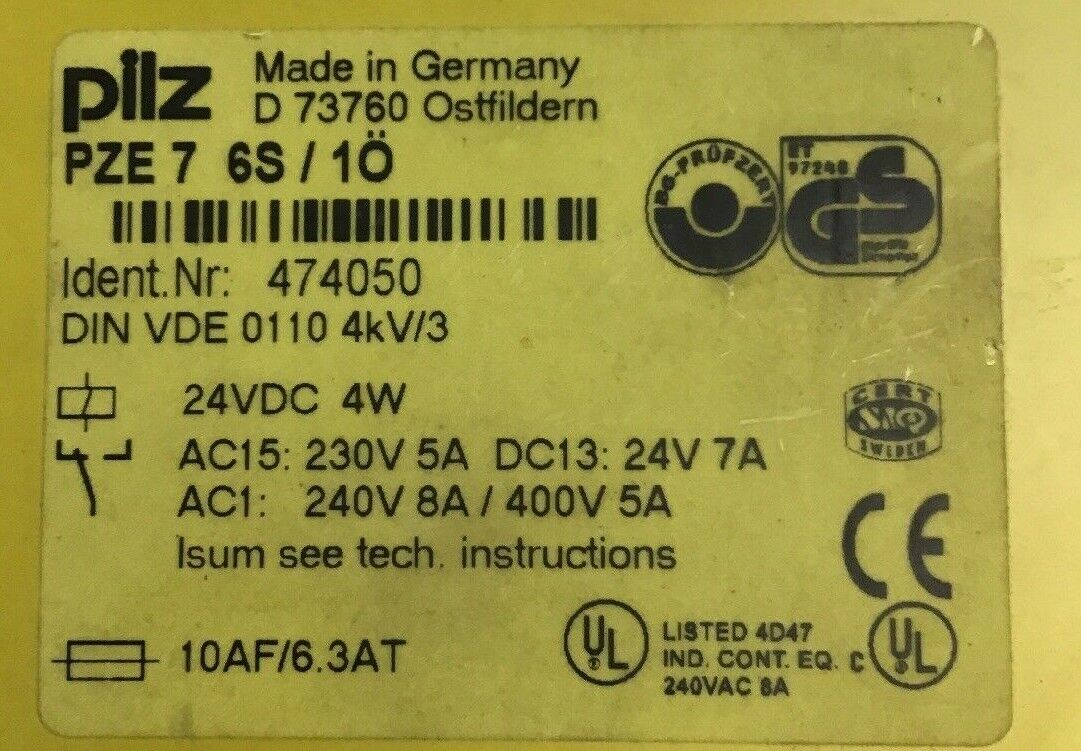 Pilz PZE 7 474050 Safety Relay 24VDC