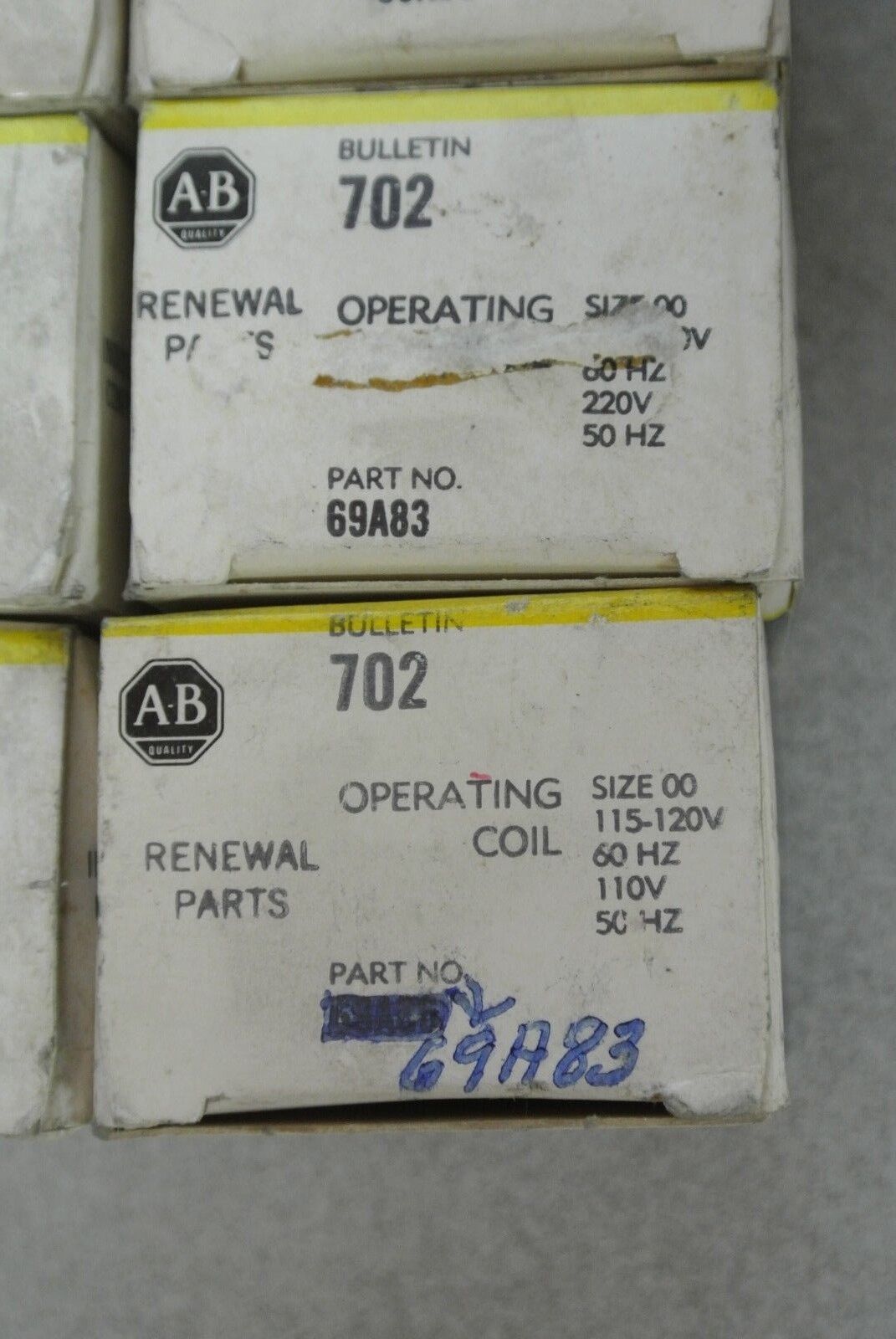 ALLEN-BRADLEY 69A83 COIL SIZE 00 220/50Hz, 230-240V/60Hz NEW SURPLUS LOT of 10