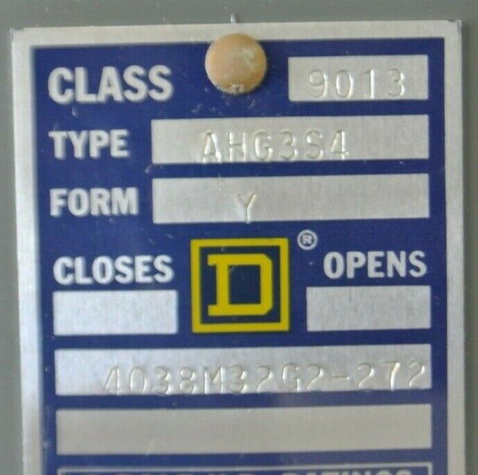 SQUARE D 9013 AHG-3 S4 PRESSURE SWITCH / CLOSE 425 / OPEN 500 / NEW SURPLUS