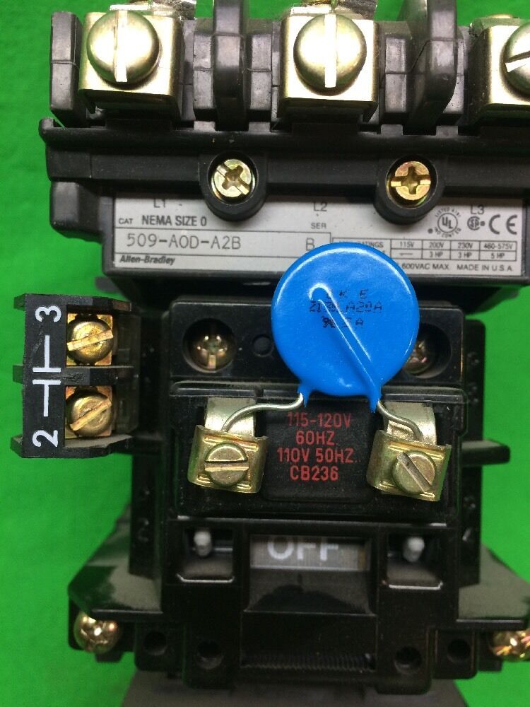 ALLEN BRADLEY 509-AOD-A2B SER. B SIZE 0 STARTER 509AODA2B 120 V COIL