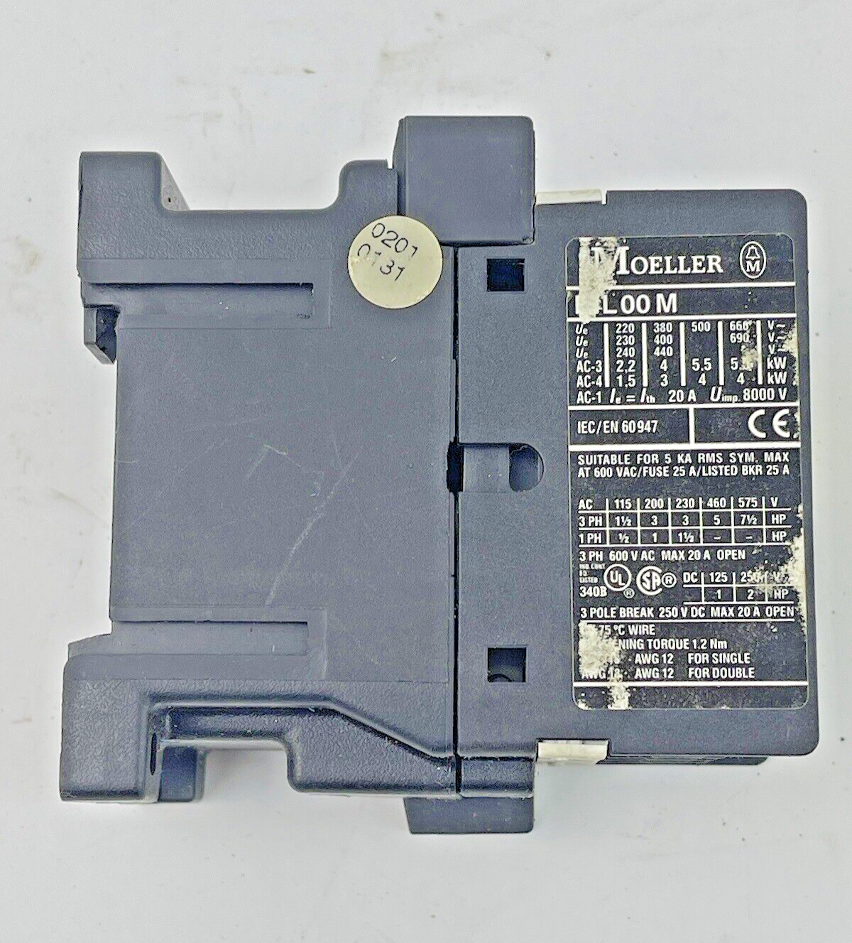 MOELLER - DIL00M - CONTACTOR W/ 240 V 60Hz COIL - DIL 00M