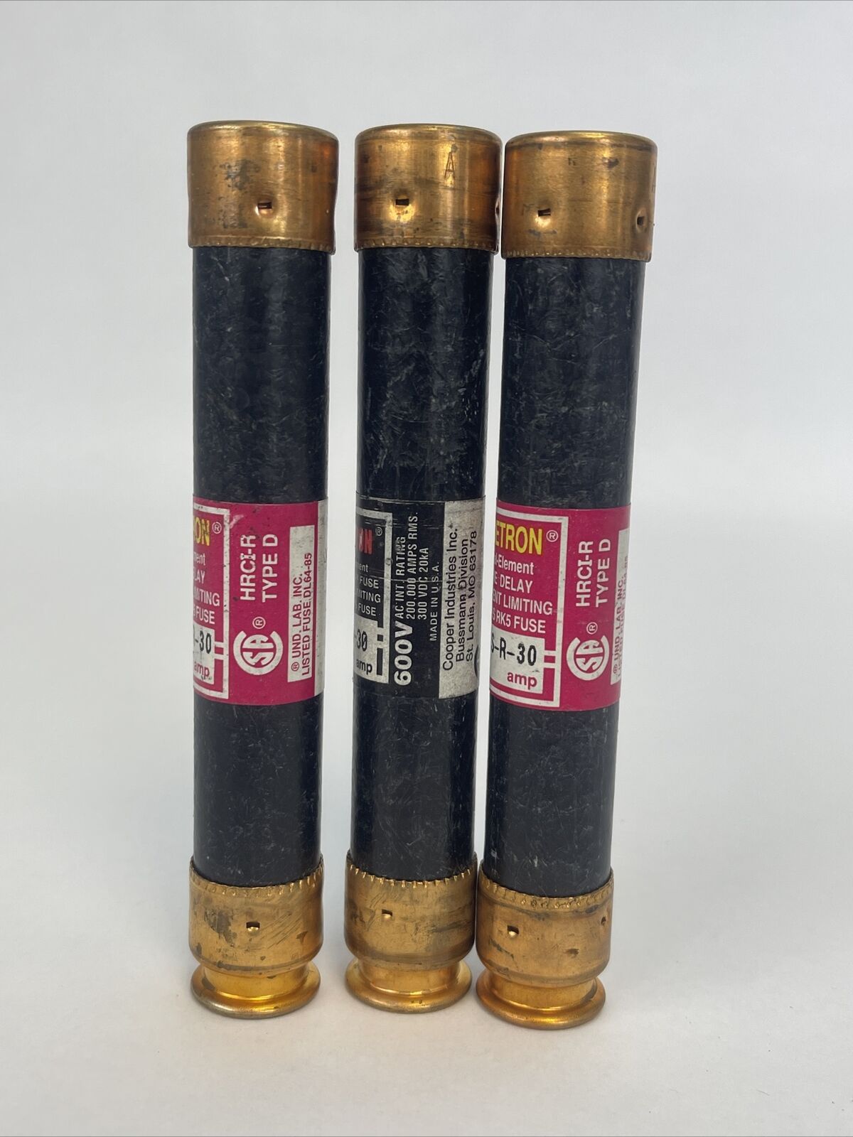 BUSSMANN FRS-R-30 FUSETRON 30AMP 600VAC CURRENT LIMITING FUSE (LOT OF 3)