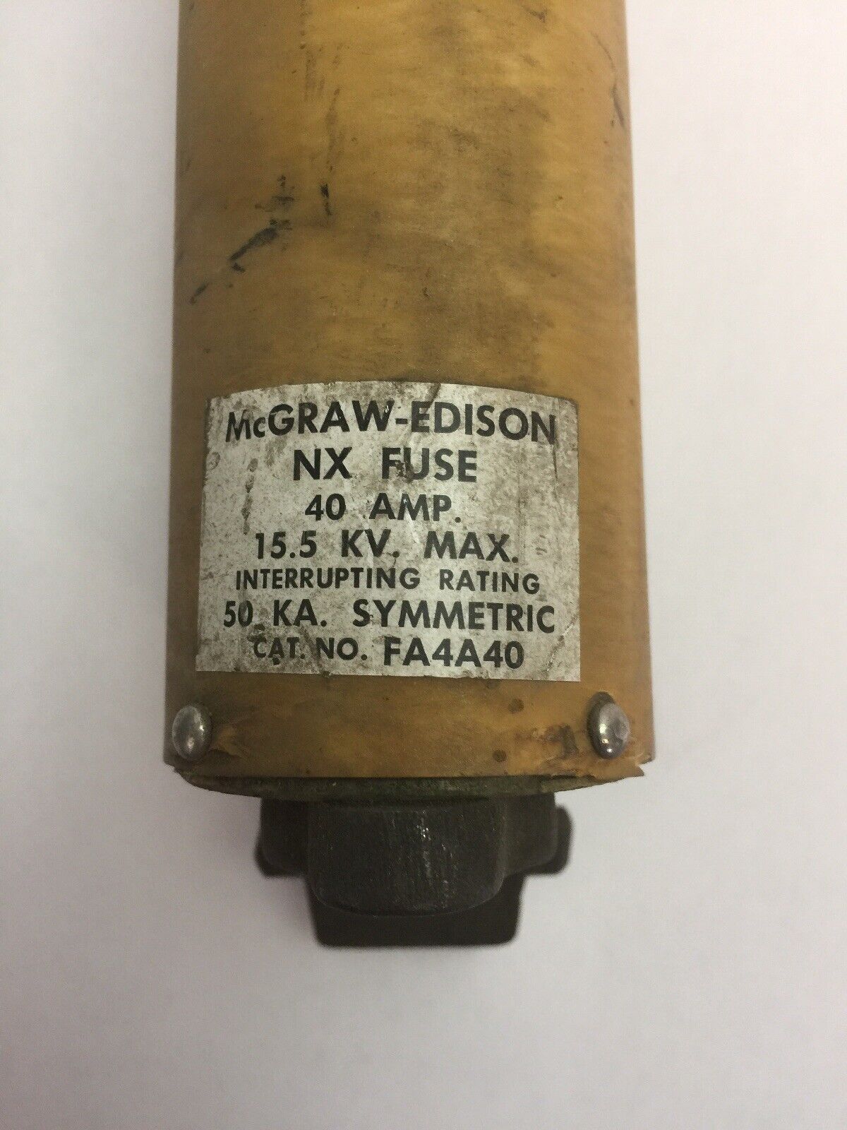 McGRAW-EDISON NX FUSE FA4A40 40 AMP 15.5 KV INTERRUPTING RATING 50 KA SYMMETRIC