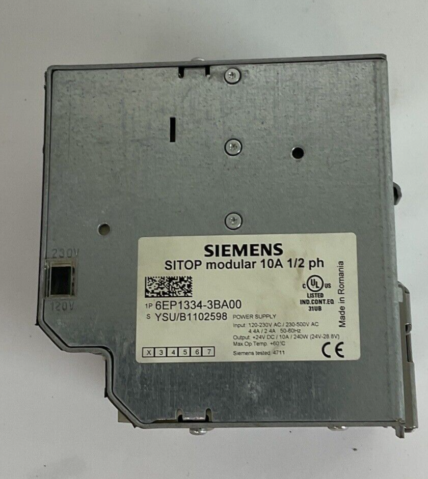 SIEMENS 6EP1334-3BA00 SITOP MODULE 10A 1/2PH POWER SUPPLY 24VDC
