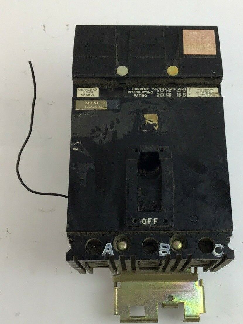 SQUARE D FA36060-S1025 CIRCUIT BREAKER 600VAC 250VDC 3POLE 60A W/SHUNT TRIP