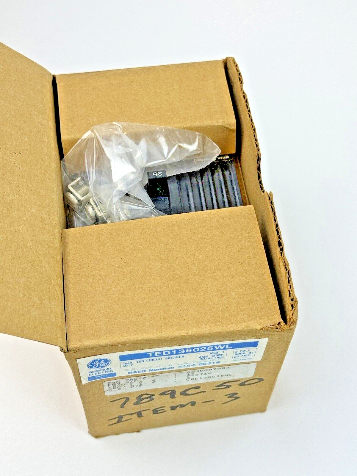GE GENERAL ELECTRIC - TED136025WL - CIRCUIT BREAKER - 25A, 600 VAC, 3 POLE - NEW