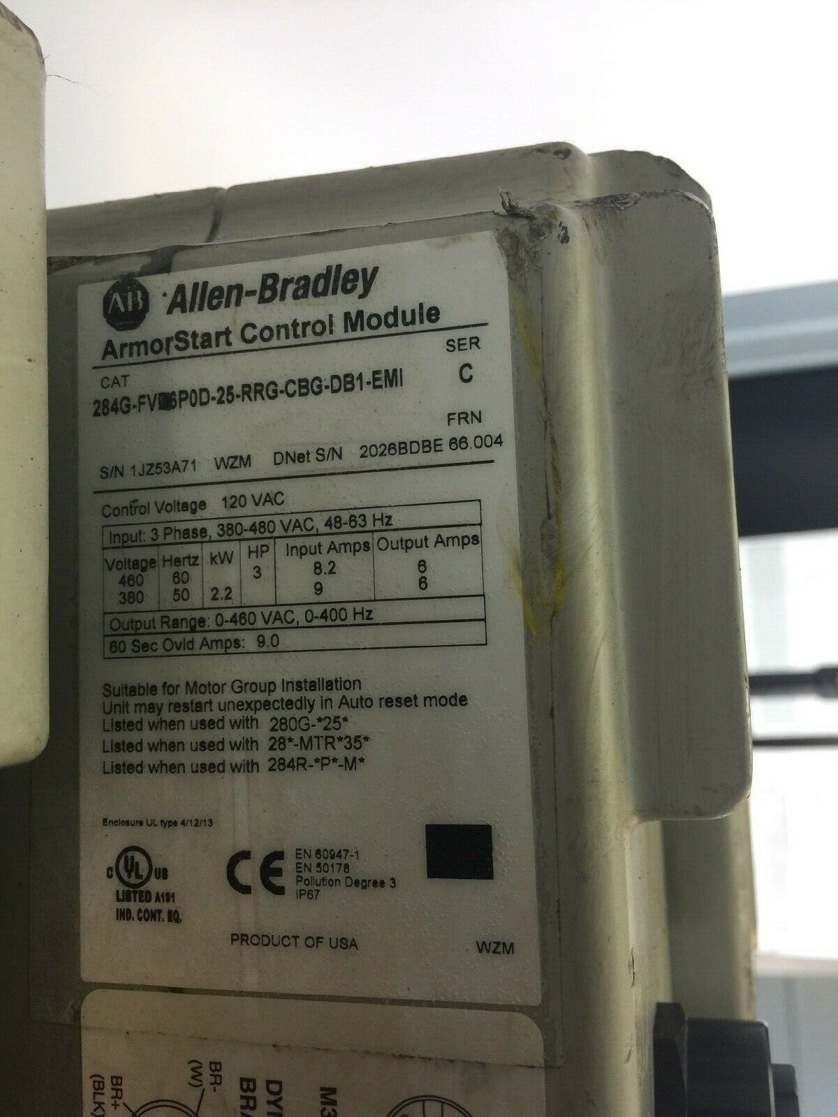 ALLEN BRADLEY 280G-FN-25-RG ARMOR START BASE 284G-FVD6P0D-25-RRG-CBG-DB1-EMI