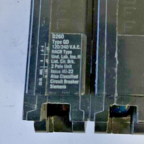 SIEMENS D260 CIRCUIT BREAKER 120/240VAC 60A 2POLE HACR TYPE***LOTOF4***