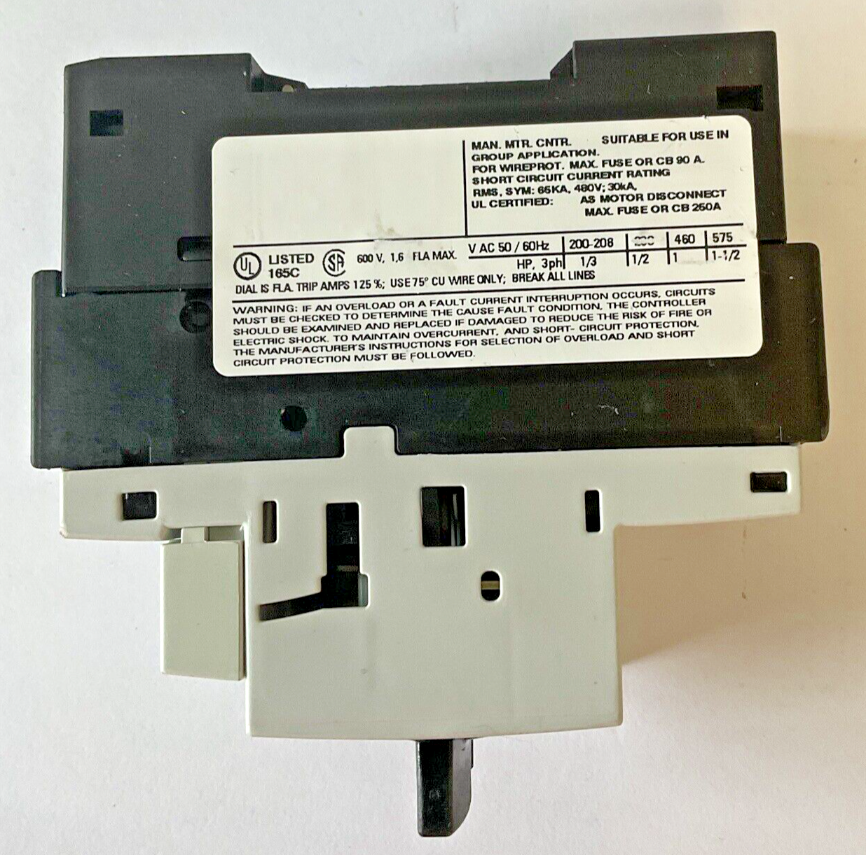 SIEMENS 3RV1421-1AA10 MOTOR CONTROL 3RV1901-1E 33A 480V***LOTOF2***