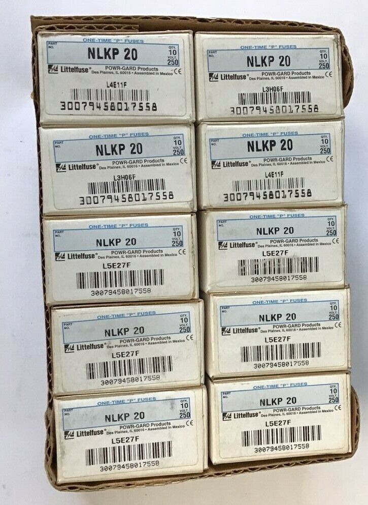 LITTELFUSE NLKP 20 FUSE 250VAC CLASS H ONE TIME 20AMP BOX OF 10***LOTOF10***