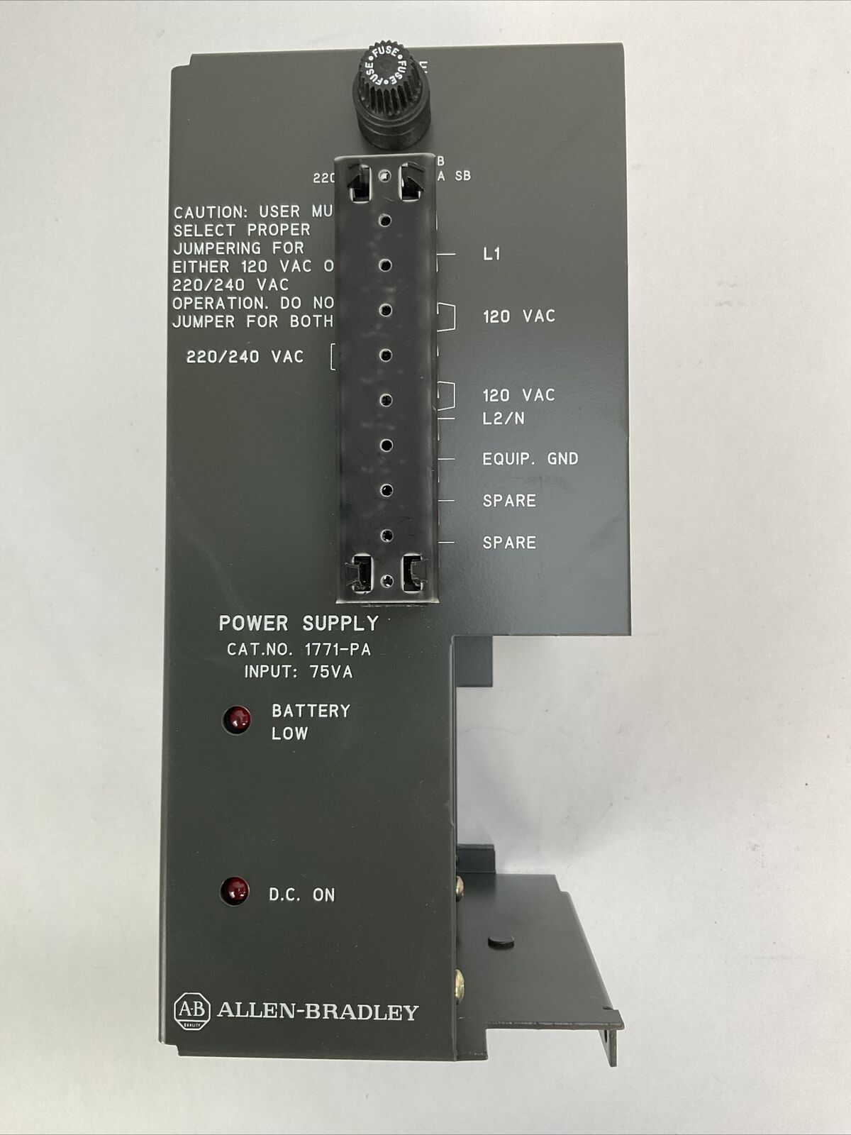 ALLEN BRADLEY 1771-PA POWER SUPPLY OUTPUT 5.2VDC 6.5A INPUT 120/220VAC 1/0.5A