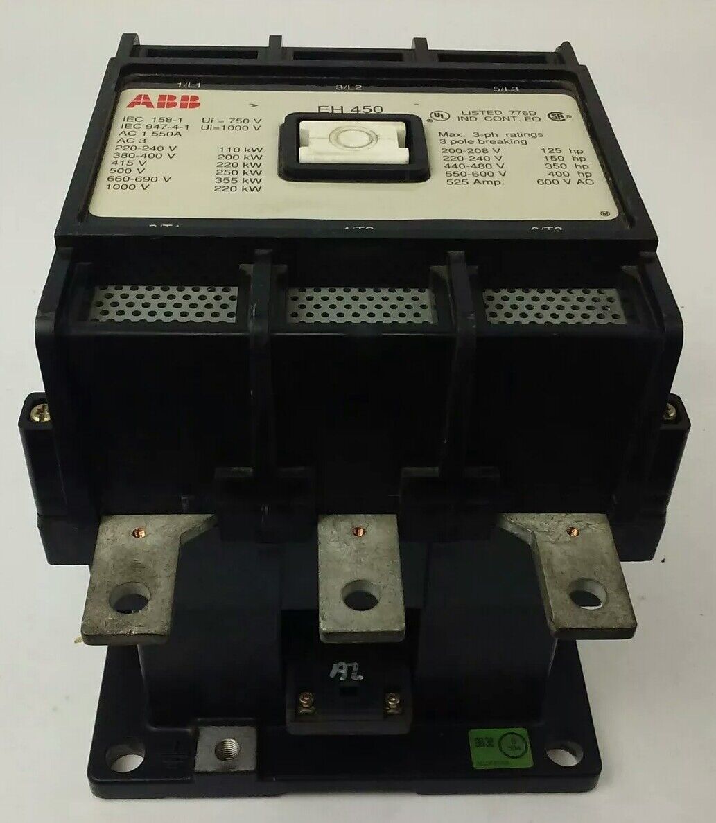 ABB EH450 CONTACTOR, 600V, 3PH, 525A, 400H.P., 3P, 355KW, EH, USED