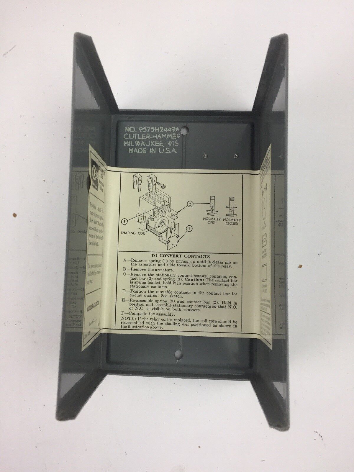 CUTLER HAMMER 9575H2450 TYPE AA RELAY COIL 220/240 V 50/60 CY 16 AMP 600 V MAX