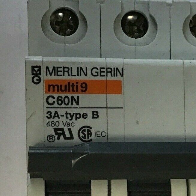 MERLIN GERIN multi9 C60N CIRCUIT BREAKER 3A-type B, 480VAC