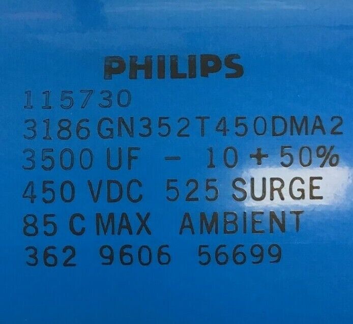 PHILIPS 3186GN352T450DMA2 CAPACITOR 115730 3500UF 450VDC 525 SURGE