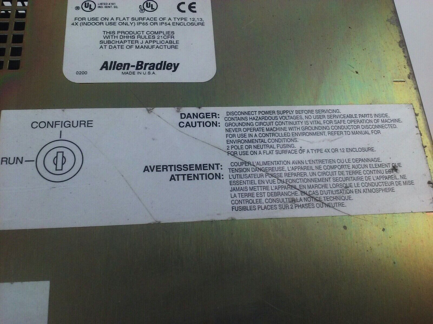 ALLEN BRADLEY 2711E-T10C6 SER. D REV. A PANELVIEW 1000E TERMINAL FRN 5.14