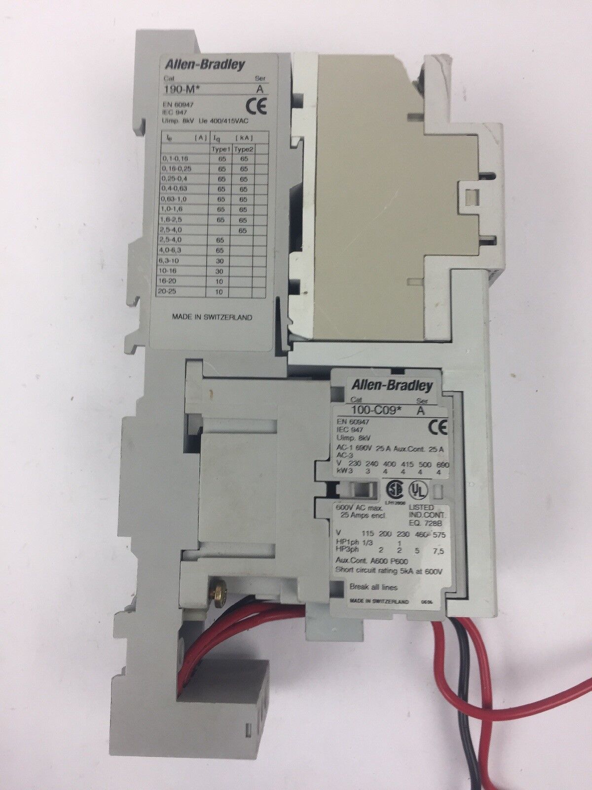 ALLEN BRADLEY 190-M* 140-MN-1000 MOTOR STARTER 100-C09* 100S 140-A210 COIL 120V