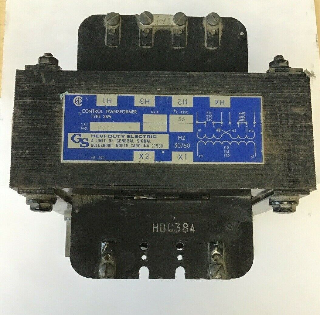 GENERAL SIGNAL W750 CONTROL TRANSFORMER KVA.750 50/60HZ 480V TYPE SBW