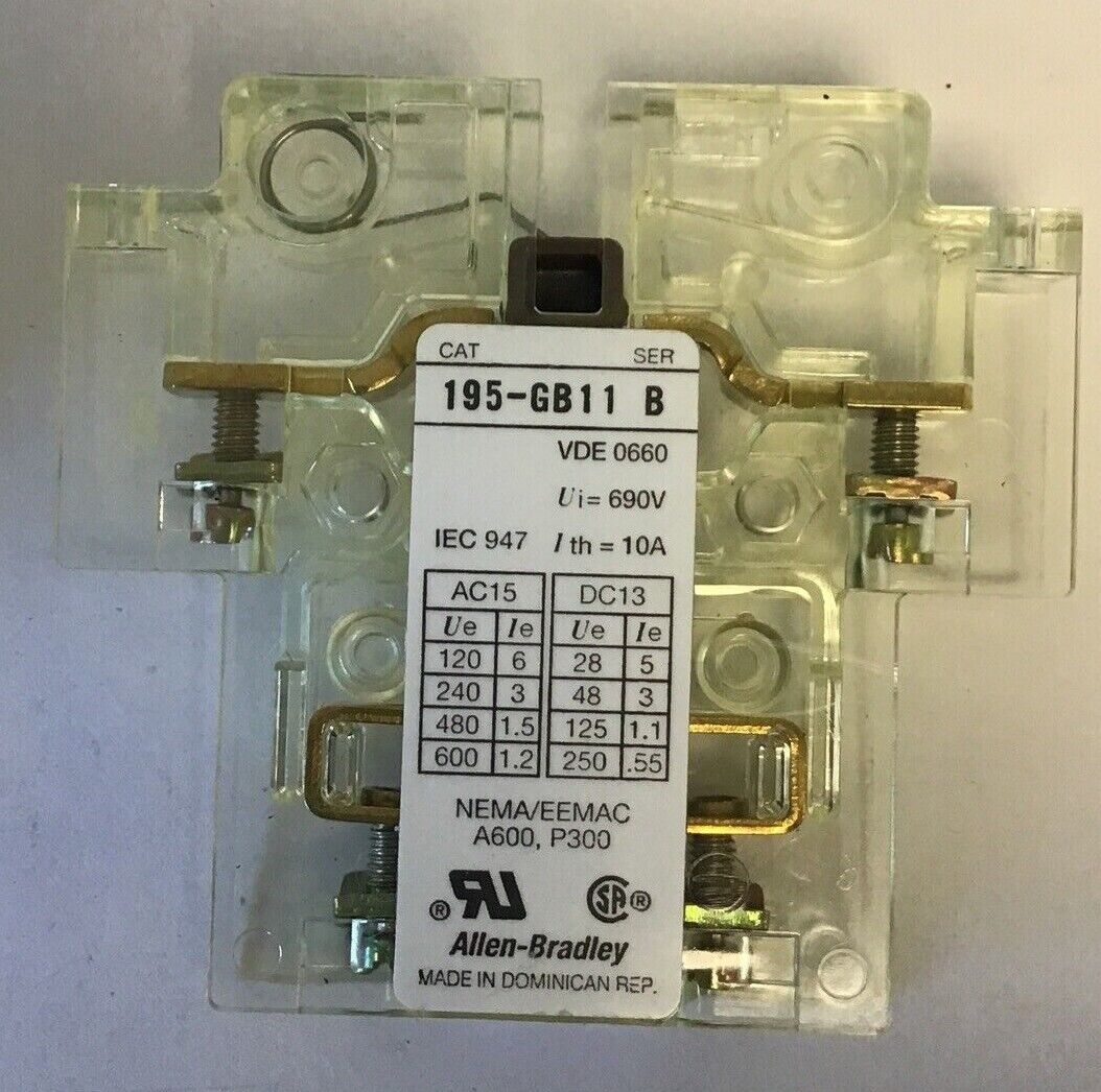 ALLEN BRADLEY 195-GB11 AUXILIARY SWITCH CONTACT SER.B