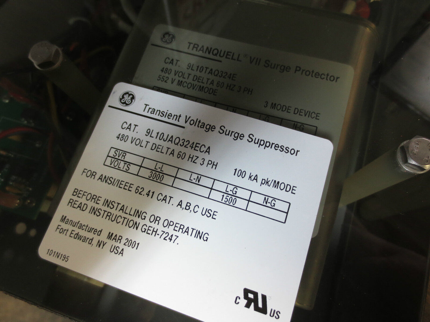 GE 9L10JAQ324ECA TRANSIENT VOLTAGE SURGE SUPPRESSOR 480V TRANQUELL VII -NO COVER