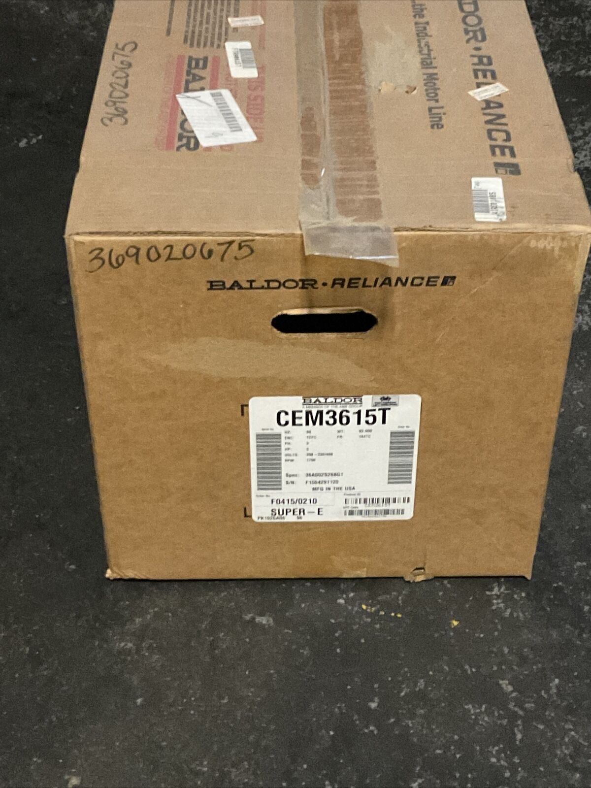 BALDOR CEM3615T MOTOR 208-230/460V 1750RPM 5HP 3PH