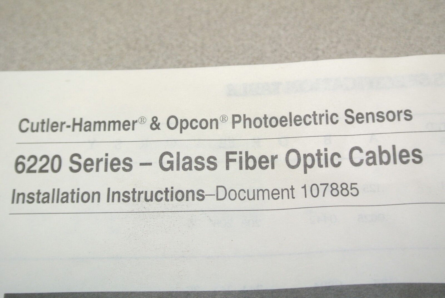CUTLER-HAMMER & OPCON FIBER OPTIC CABLE / 3-ft. / .125 TIP / NEW SURPLUS