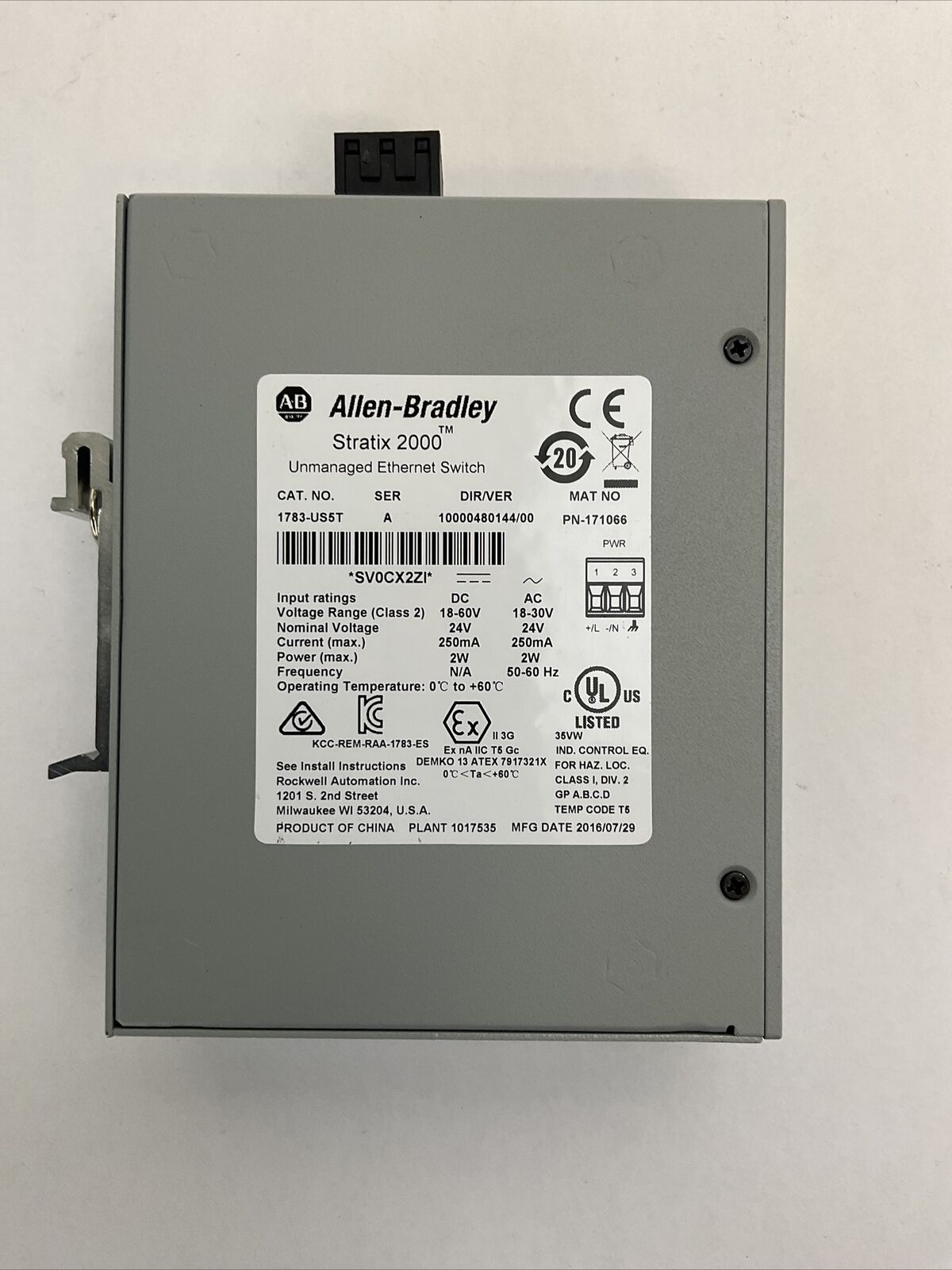 ALLEN BRADLEY 1783-US5T SER A DIR/VER 10000480144/00 UNMANAGED ETHERNET SWITCH