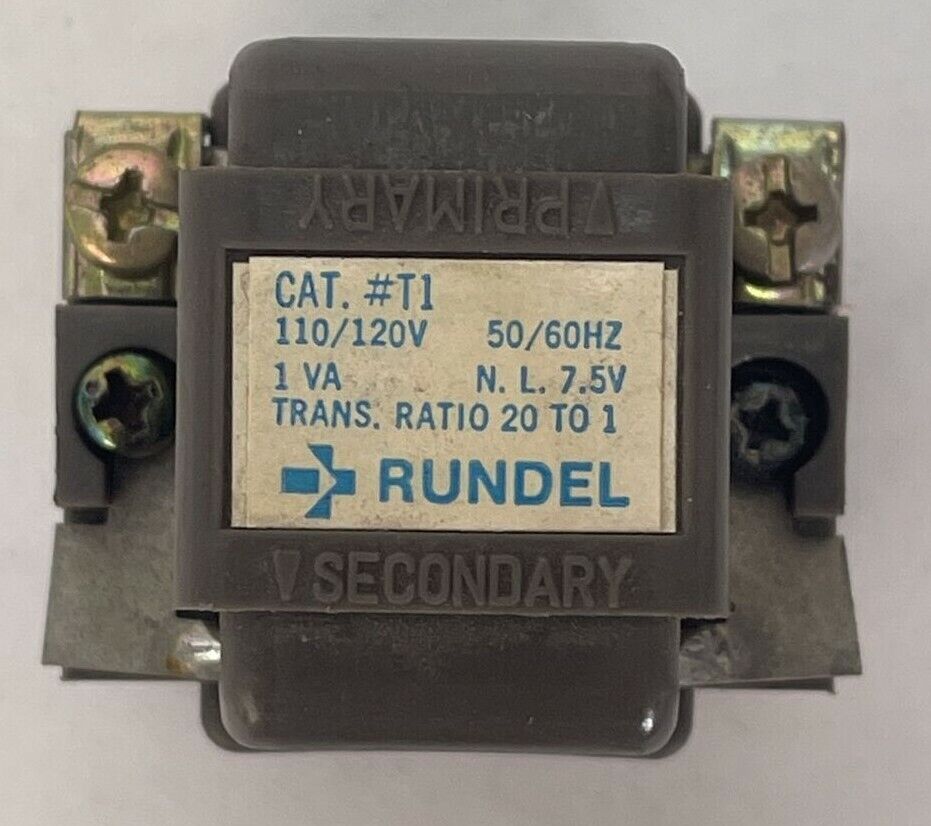 RUNDEL / IDEC T1 TRANSFORMER POWER SUPPLY INPUT 120V 60HZ NO LOAD 7.5V OUTPUT