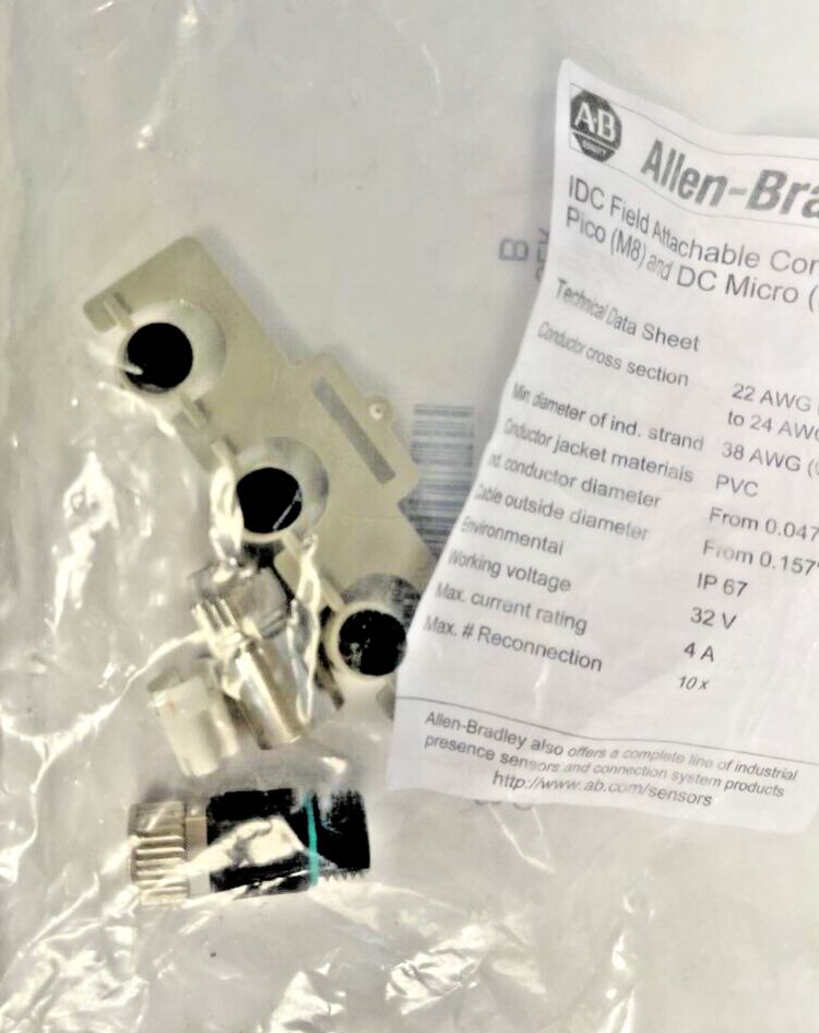 ALLEN BRADLEY - 889P-F3DC-H - SERIES B - FEMALE 3 PIN - FIELD ATTACHABLE